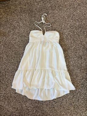Amanda Uprichard White Halter Tiered Sundress